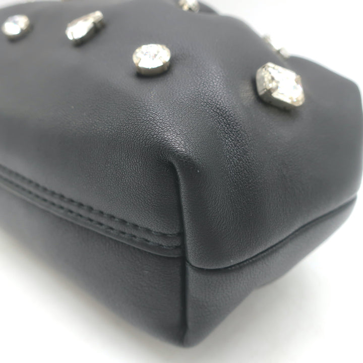 Clare V Sissy Crystal-Embellished Clutch Black Leather Mini Crossbody Bag
