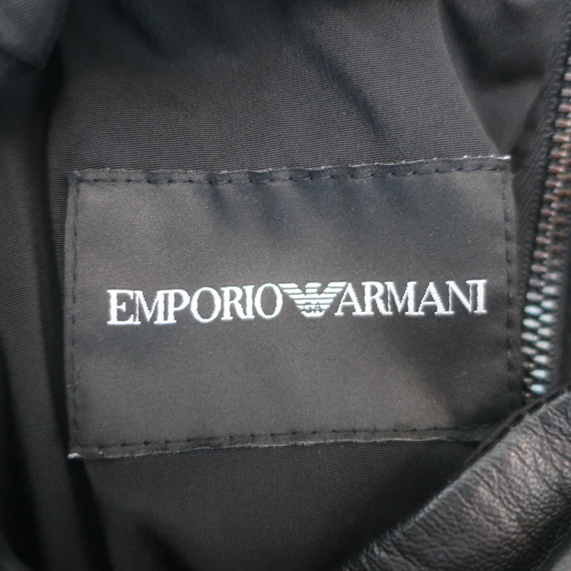 Emporio Armani Long Sleeve Leather Mini Dress Black Size 50 NEW