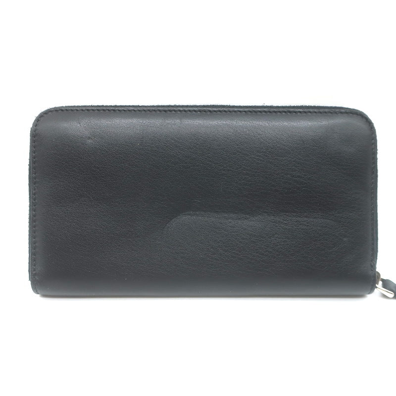 Fendi Monster Snakeskin Eyes Zip-Around Wallet Black Leather