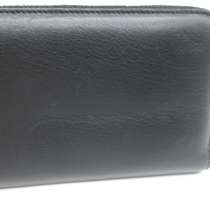 Fendi Monster Snakeskin Eyes Zip-Around Wallet Black Leather