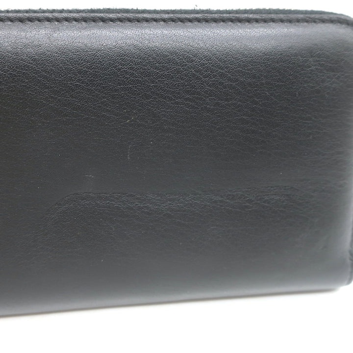 Fendi Monster Snakeskin Eyes Zip-Around Wallet Black Leather