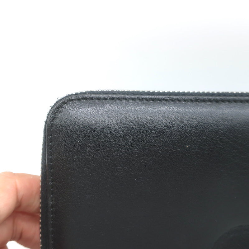 Fendi Monster Snakeskin Eyes Zip-Around Wallet Black Leather