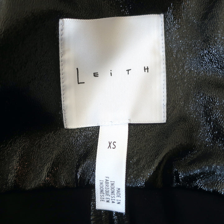 Leith Faux Patent Leather Trench Coat Black Size Extra Small