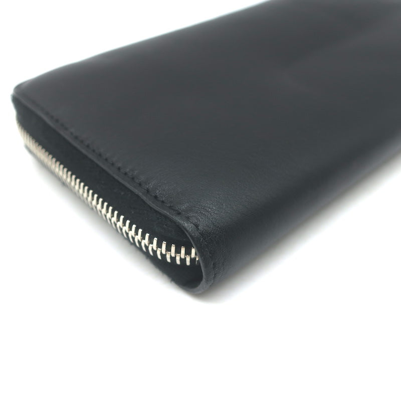 Fendi Monster Snakeskin Eyes Zip-Around Wallet Black Leather