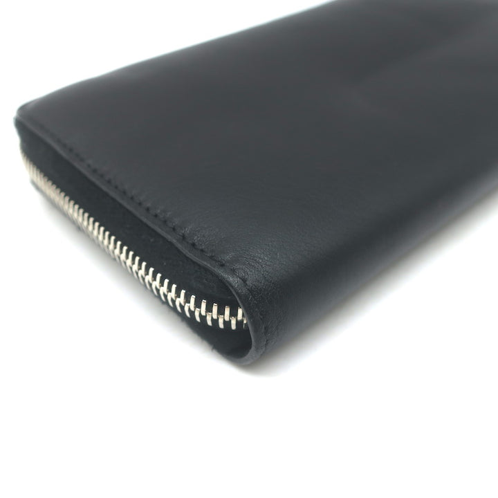 Fendi Monster Snakeskin Eyes Zip-Around Wallet Black Leather