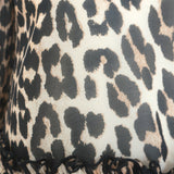 Ganni Pleated Leopard Print Top Brown Georgette Size 38 Bell Sleeve Blouse