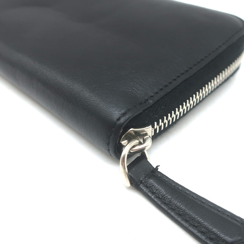 Fendi Monster Snakeskin Eyes Zip-Around Wallet Black Leather