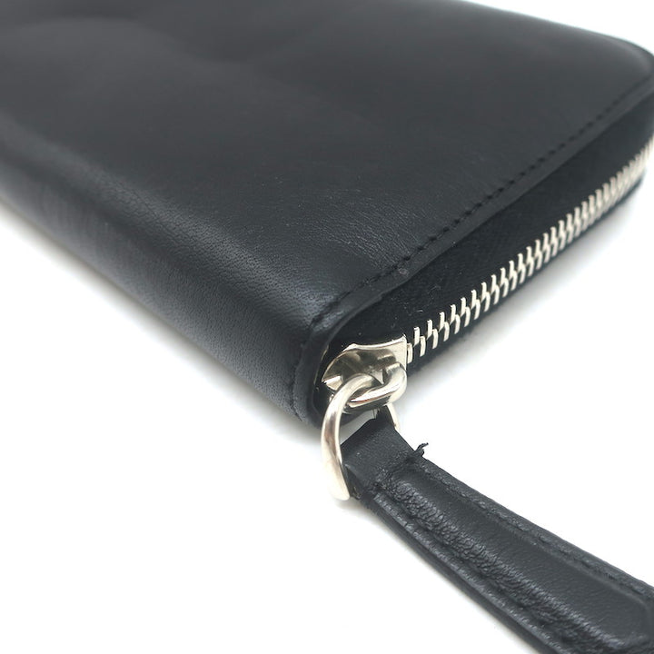 Fendi Monster Snakeskin Eyes Zip-Around Wallet Black Leather