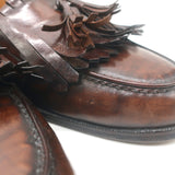 Polo Ralph Lauren Fringed Tassel Loafers Dark Brown Burnished Leather Size 11