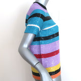 Ashish Striped Sequin Tee Multicolor Size Small Short Sleeve Top NEW