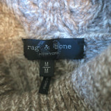Rag & Bone Nora Cable Knit Turtleneck Sweater Taupe Wool Size Medium
