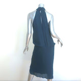Nili Lotan Blouson Halter Dress Teal Silk Size Large NEW