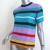 Ashish Striped Sequin Tee Multicolor Size Small Short Sleeve Top NEW