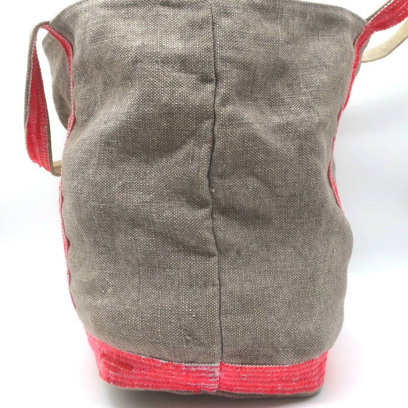 Vanessa Bruno Le Cabas Sequin-Trimmed Medium Tote Taupe Linen Canvas