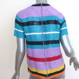 Ashish Striped Sequin Tee Multicolor Size Small Short Sleeve Top NEW