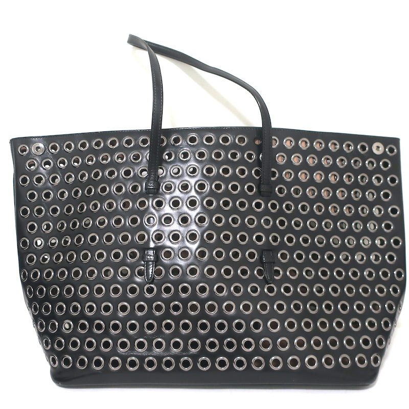 Alaia Mina Grommet Tote Black Leather Large Shoulder Bag
