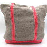 Vanessa Bruno Le Cabas Sequin-Trimmed Medium Tote Taupe Linen Canvas