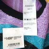 Ashish Striped Sequin Tee Multicolor Size Small Short Sleeve Top NEW