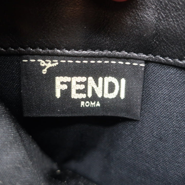 Fendi Monster Snakeskin Eyes Zip-Around Wallet Black Leather