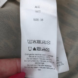 Ganni Pleated Leopard Print Top Brown Georgette Size 38 Bell Sleeve Blouse