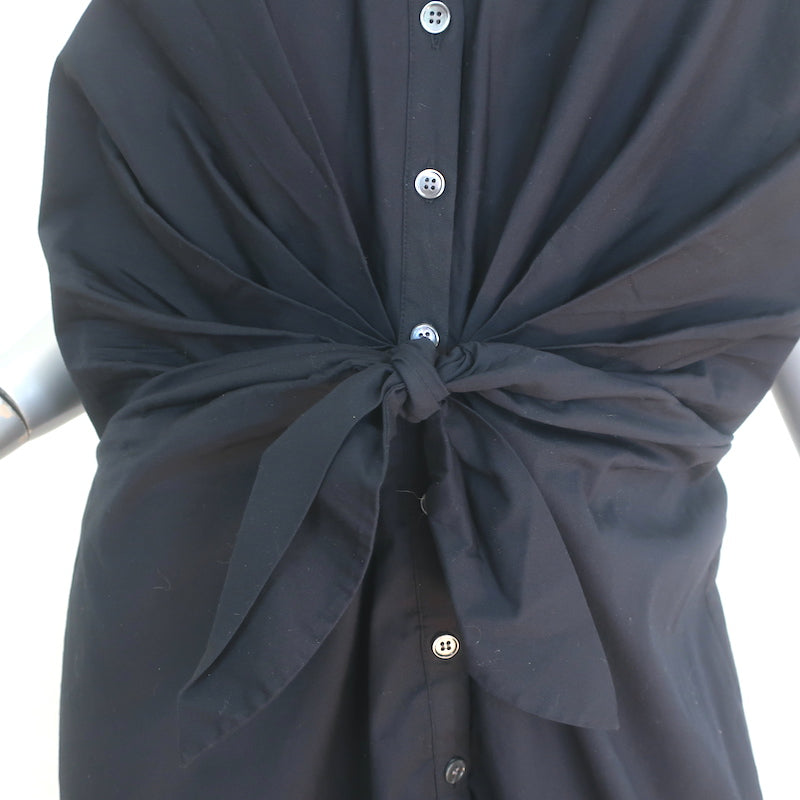 Veronica Beard Disa Button-Front Halter Dress Black Stretch Cotton Size 14