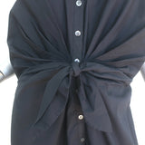 Veronica Beard Disa Button-Front Halter Dress Black Stretch Cotton Size 14