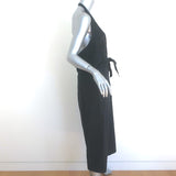 Veronica Beard Disa Button-Front Halter Dress Black Stretch Cotton Size 14