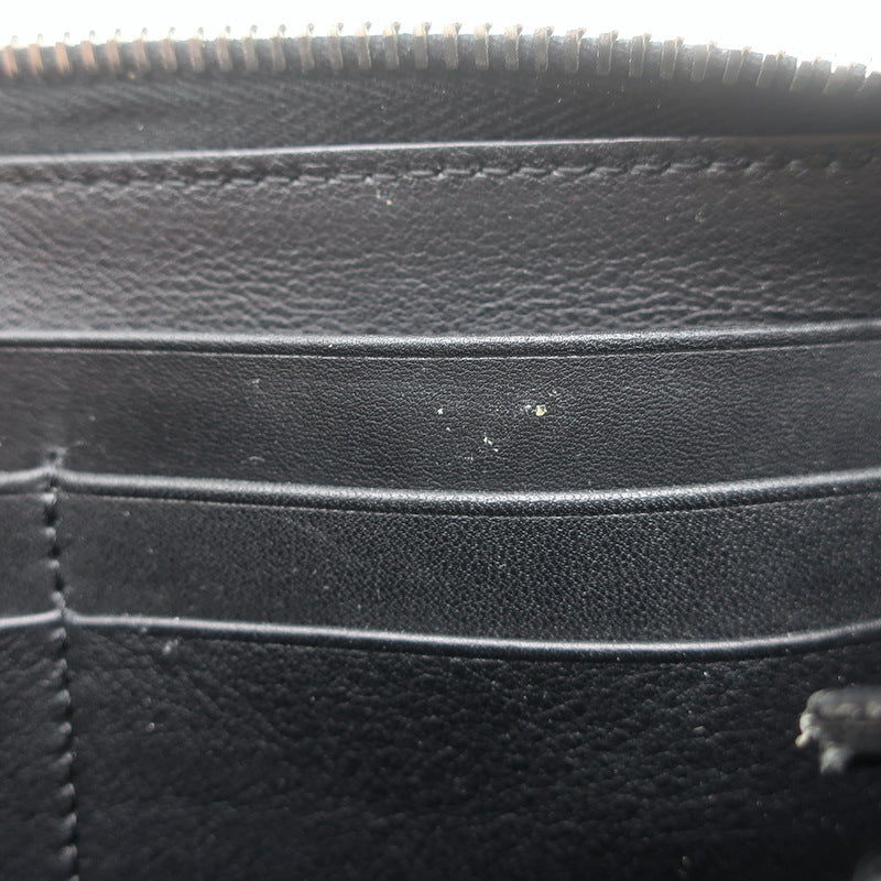 Fendi Monster Snakeskin Eyes Zip-Around Wallet Black Leather