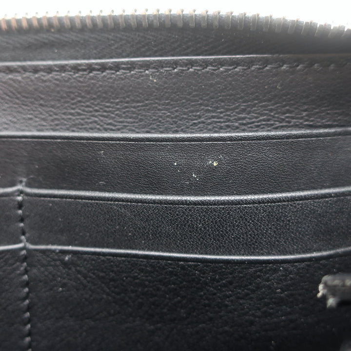 Fendi Monster Snakeskin Eyes Zip-Around Wallet Black Leather