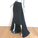 STAUD Prunella Cape-Detail Midi Skirt Black Cotton-Blend Size 2