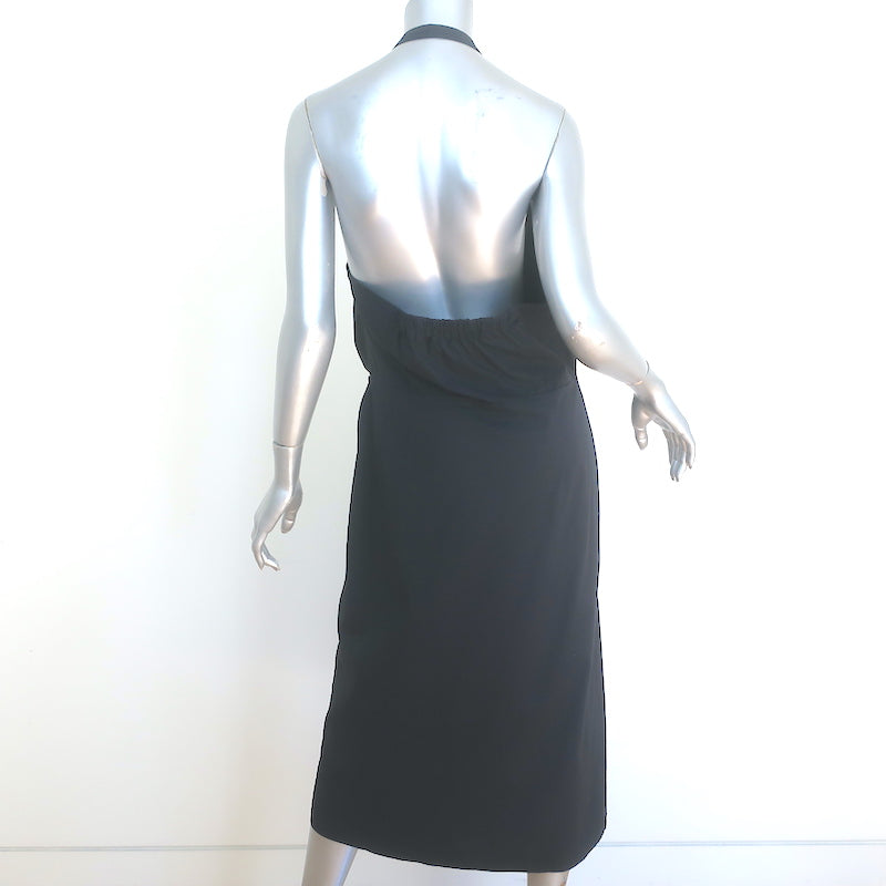 Veronica Beard Disa Button-Front Halter Dress Black Stretch Cotton Siz Celebrity Owned Veronica Beard Disa Button-Front Halter Dress Black Stretch Cotton Siz Celebrity Owned