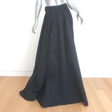 STAUD Prunella Cape-Detail Midi Skirt Black Cotton-Blend Size 2