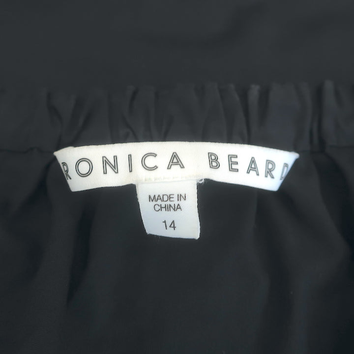 Veronica Beard Disa Button-Front Halter Dress Black Stretch Cotton Size 14