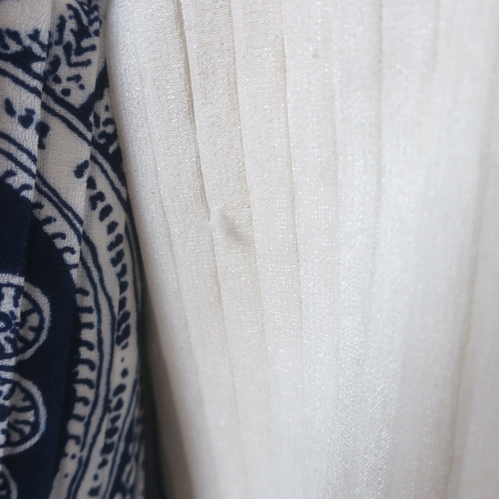 Etro Paisley Print Pleated Open-Front Jacket Cream/Navy Silk Size 42
