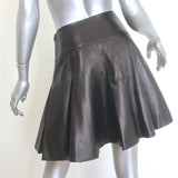 Alaia Pleated Leather Mini Skirt Black Size 38