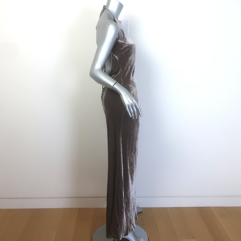 Reformation Jeany Velvet Halter Maxi Dress Magnetic Gray Size Small NEW