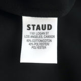 STAUD Prunella Cape-Detail Midi Skirt Black Cotton-Blend Size 2