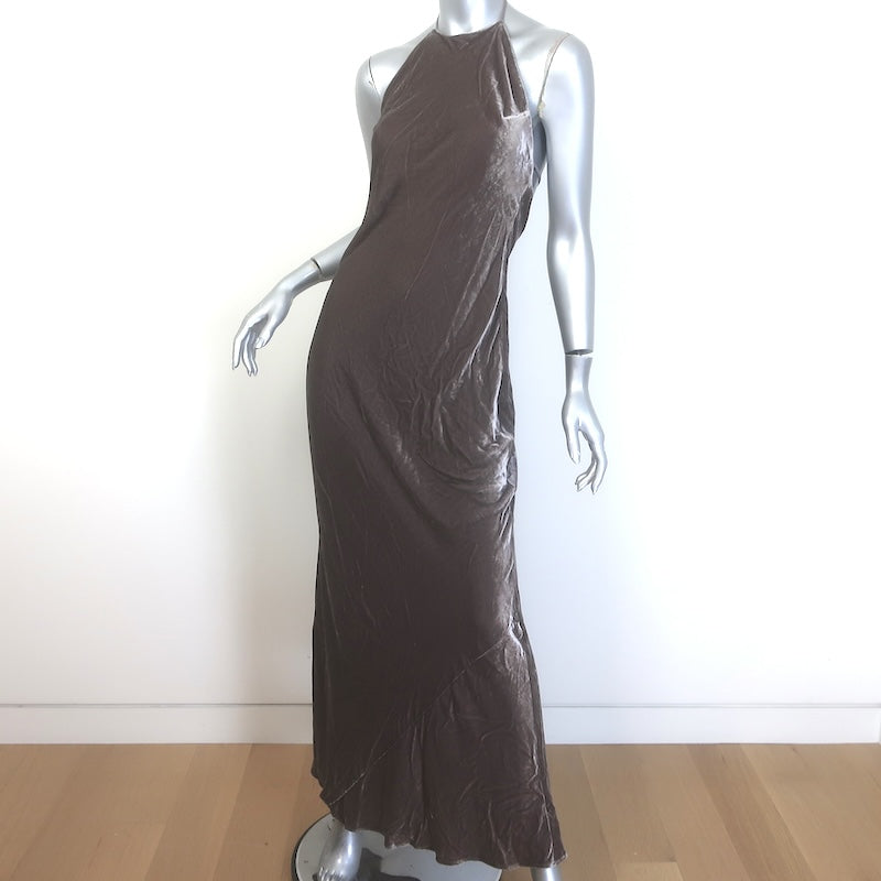 Reformation Jeany Velvet Halter Maxi Dress Magnetic Gray Size Small NEW