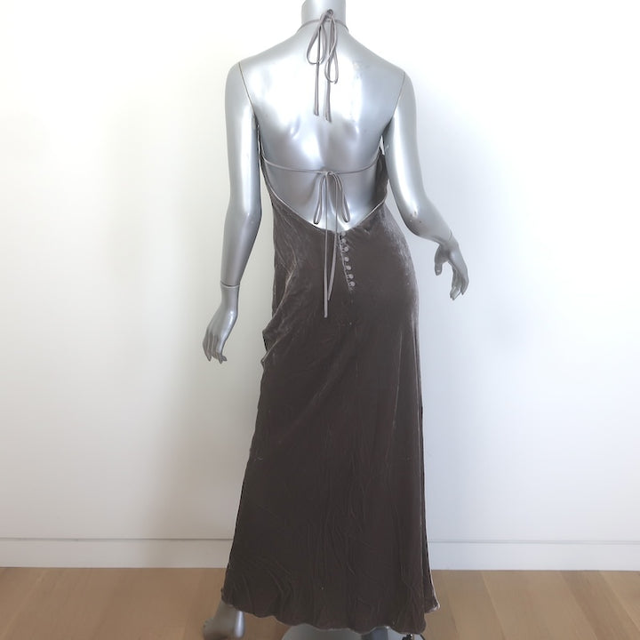 Reformation Jeany Velvet Halter Maxi Dress Magnetic Gray Size Small NEW
