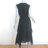 Ulla Johnson Aurelie Ruffled Midi Dress Black Swiss Dot Georgette Size 10