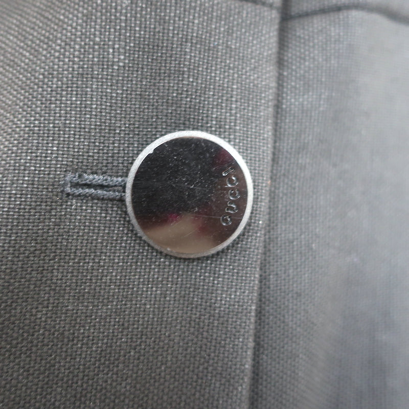 Gucci Tie-Waist Coat Black Stretch Hemp Size 42 Button Front Jacket