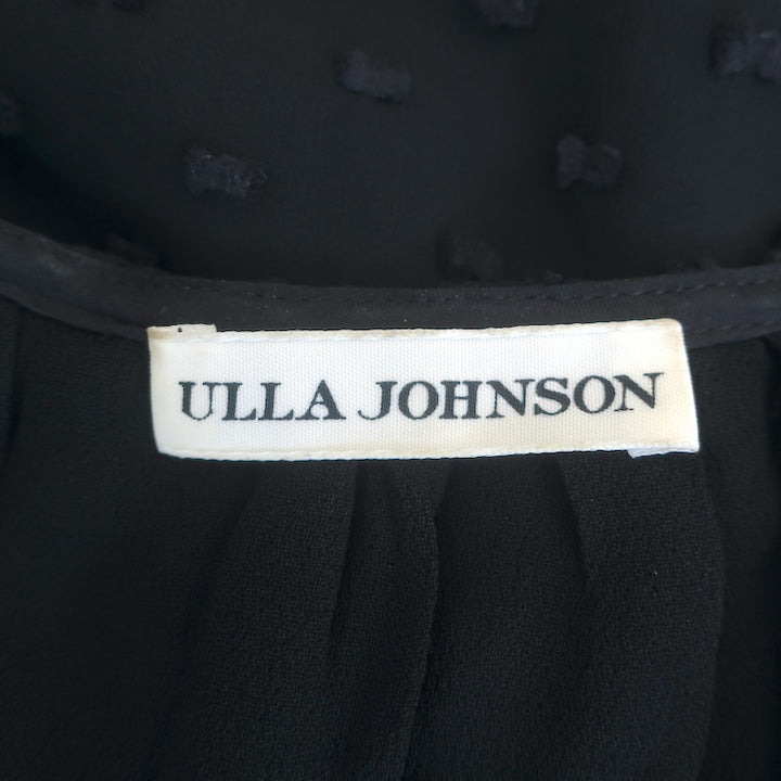 Ulla Johnson Aurelie Ruffled Midi Dress Black Swiss Dot Georgette Size 10