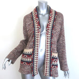 THE GREAT The Riding Cardigan Rust Marled Cotton-Blend Intarsia Knit Size 1