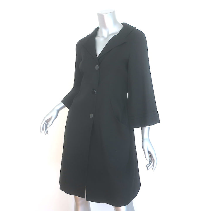 Gucci Tie-Waist Coat Black Stretch Hemp Size 42 Button Front Jacket