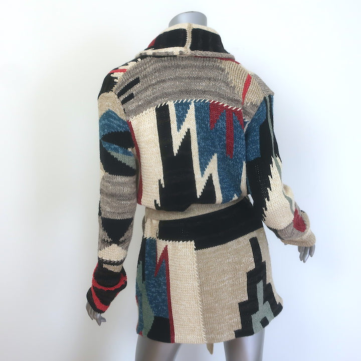 POLO Ralph Lauren Southwestern Patchwork Belted Cardigan Beige/Multi Size Small