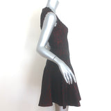 Alaia Zebra Jacquard Metallic Knit Mini Dress Red/Black Stretch Knit Size 40