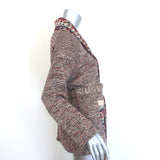 THE GREAT The Riding Cardigan Rust Marled Cotton-Blend Intarsia Knit Size 1