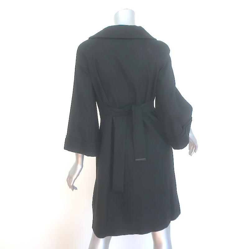 Gucci Tie-Waist Coat Black Stretch Hemp Size 42 Button Front Jacket