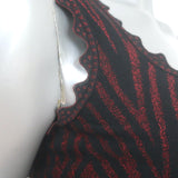 Alaia Zebra Jacquard Metallic Knit Mini Dress Red/Black Stretch Knit Size 40