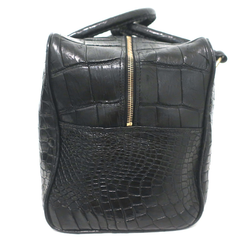 Kendall Conrad Crocodile Duffel Bag Black Extra Large Shoulder Bag